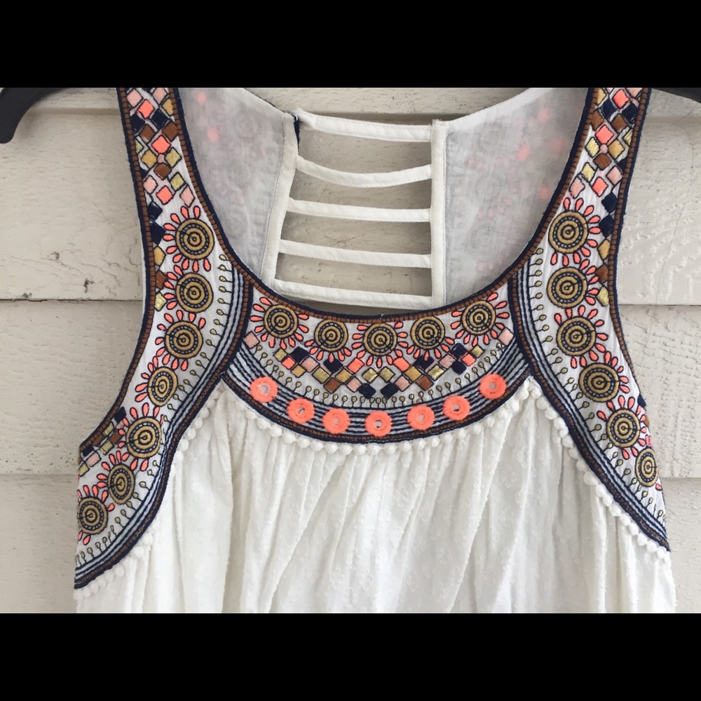 Anthropologie hand-embroidered linen sundress